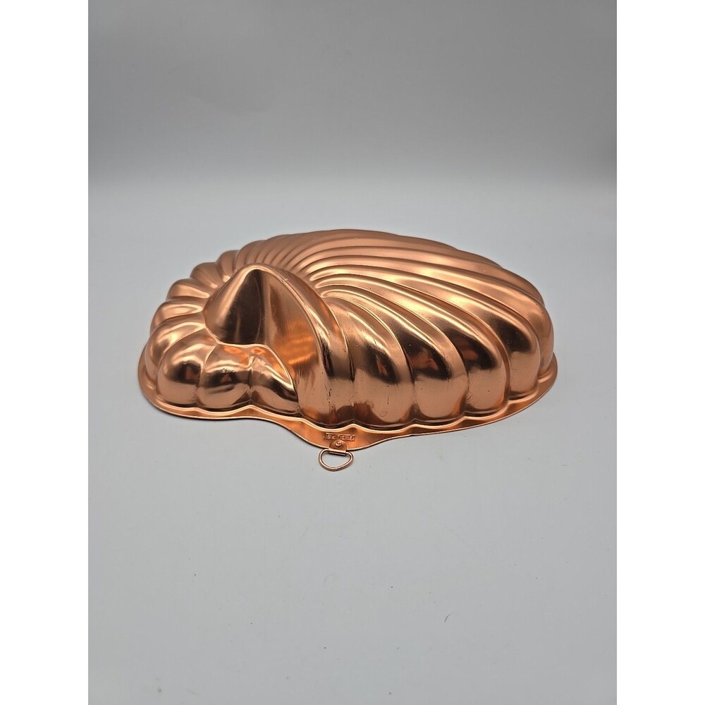Vintage Copper Tone Aluminum Sea Shell Gelatin Mold Tin Jello Cake Pan 6 Cups - Picture 3 of 10